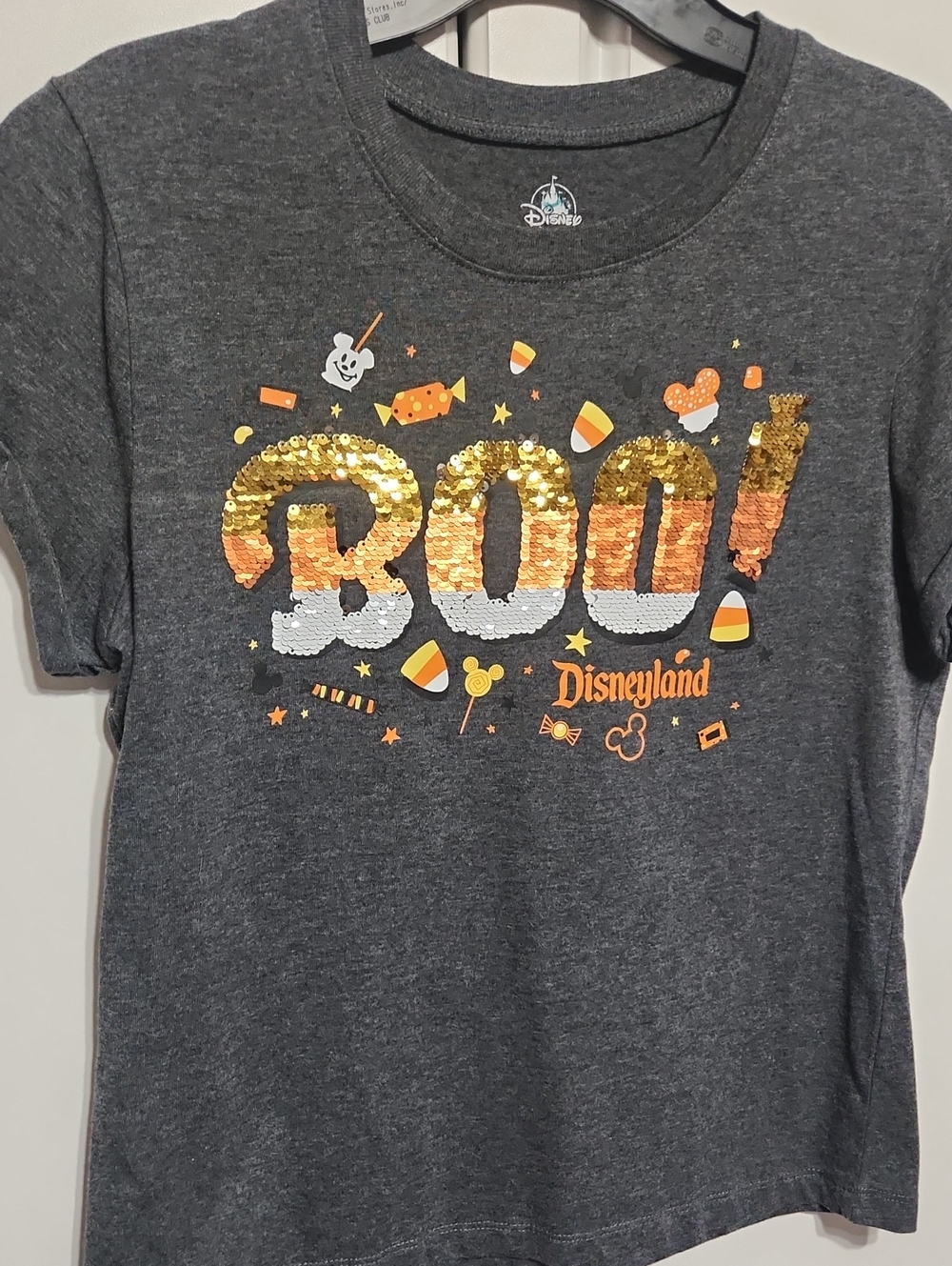 Disneyland Tee with Gold Sequin "BOO!"